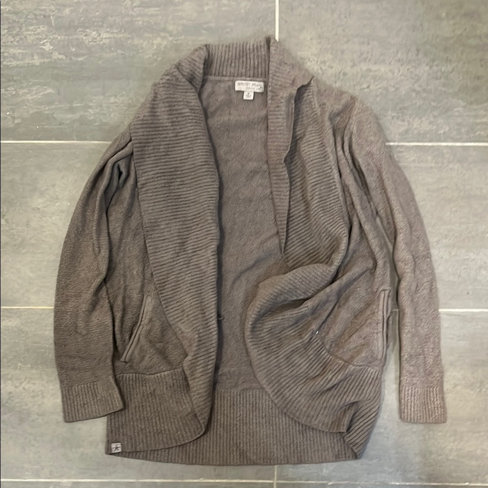 Barefoot Dreams Gray Cardigan Sweater Soft Knit
